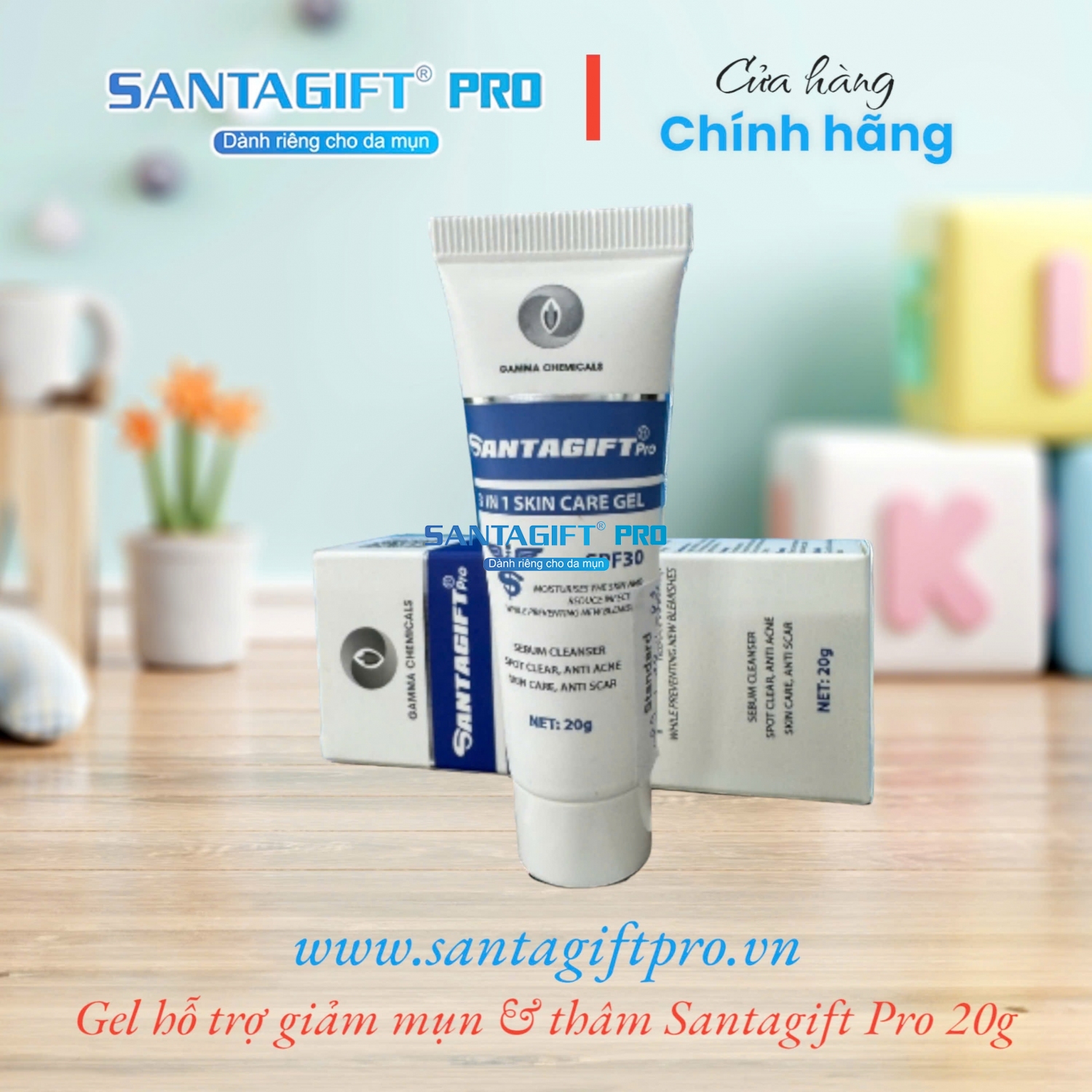 Combo 480 Gel trị mụn Gamma Santagift Pro 20g